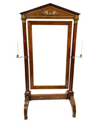 French Ormolu Cheval Mirror, Late 19th Century