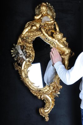 French Rococo Style Mirror In Giltwood, 1870