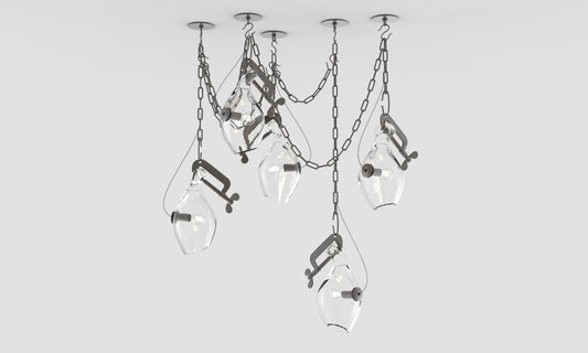 5-bulb Clamp Light Chandelier By Lindsey Adelman Studios