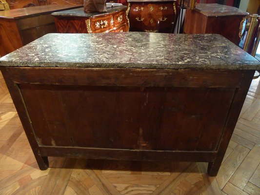 Antique Acacia Dresser With Marble Top & Bronze Applicants