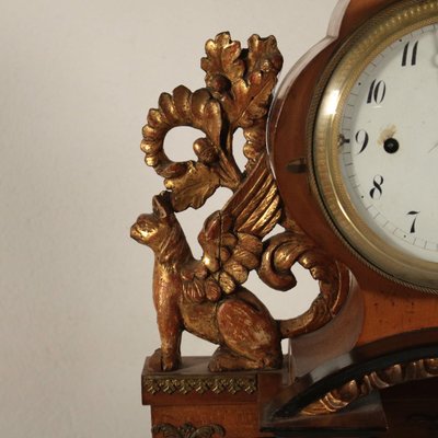 Antique Portico Clock in Maple and Bronze Alabaster, 1800s