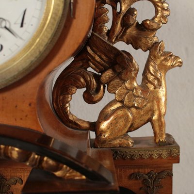 Antique Portico Clock in Maple and Bronze Alabaster, 1800s