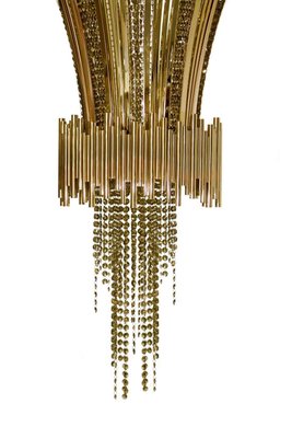 Chandelier In Brass With Swarovski Crystals