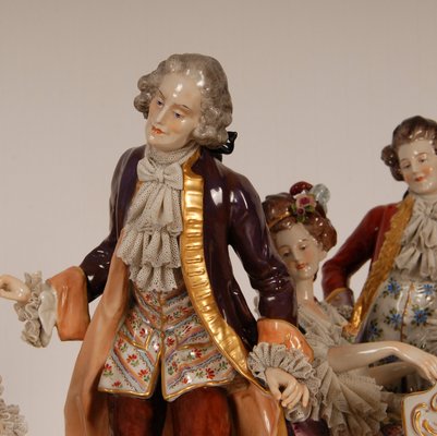 "Group on Carriage" Antique Figurine by Volkstedt Dresden, 1800s