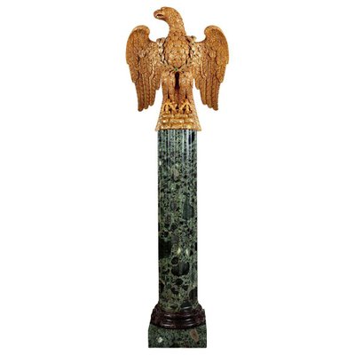 Giltwood Eagle On Fluted Marble Column