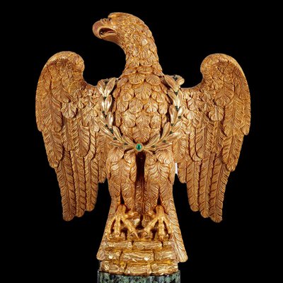 Giltwood Eagle On Fluted Marble Column