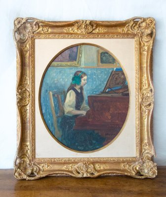 Henri Lebasque, The Painter’s Daughter at the Piano, 1912, Oil on Canvas, Framed