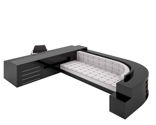 Large Black Lacquer Desk and Sofa Combination