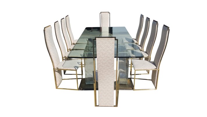 Vintage Dining Table Set by Maison Jansen, 1970s