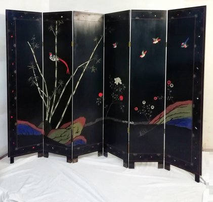 Mid-Century Lacquered Wood Dressing Screen