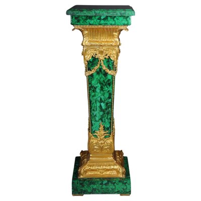 Malachite Marble Column With Bronze Fittings