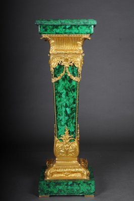 Malachite Marble Column With Bronze Fittings