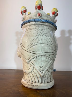 Sicilian Ceramic Heads from Caltagirone, Set of 2