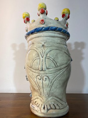 Sicilian Ceramic Heads from Caltagirone, Set of 2